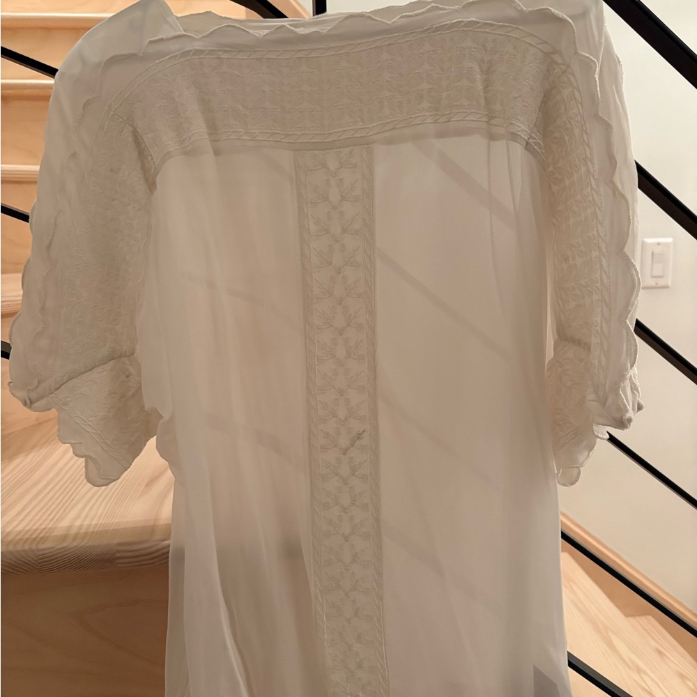 Isabel Marant Ivory embroidered sheer top